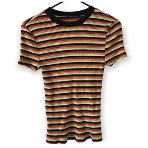 3/$15 no boundaries (junior/ girls) orange black and white stripe crop top